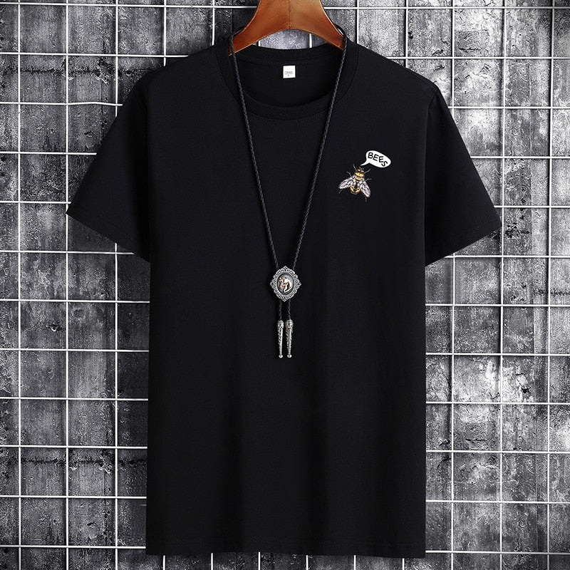 Men's 2021 Fashion Sport T-shirt, casual short sleeve, black solid pattern, O-neck.