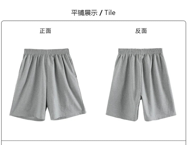 Summer Gray Shorts Women Fashion Ladies Elastic Waists Short Pants High waist Streetwear Wide-leg Oversize Simple Unisex Short