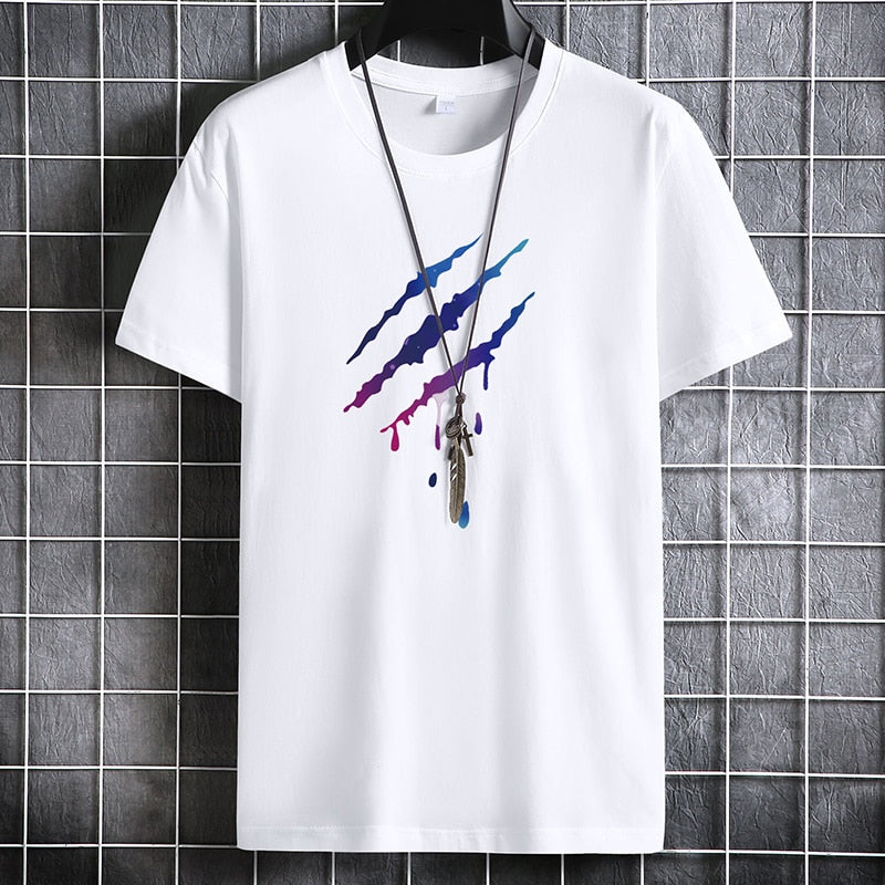 Men's casual summer cotton T-shirt with short sleeves and O-neck design, featuring a solid pattern.