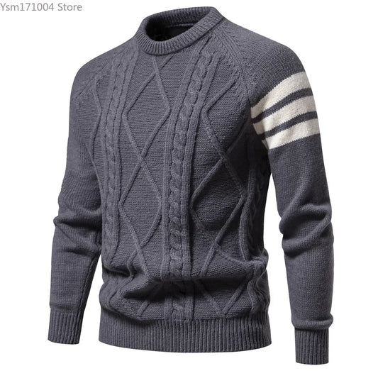 Spring Autumn Mens Sweater Round Neck Tight Casual Japanese Knitted Pullover Harajuku Men Sweater Knitted Sweaters Man Clothes