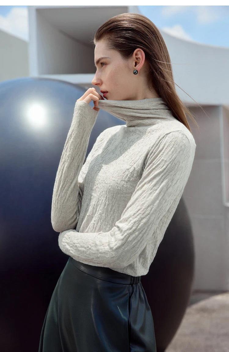 AMII Minimalist 2023 Autumn Turtleneck Sweater for Women Winter Slim Warm Solid Long Sleeve Simple Pullover Female Tops 12323145