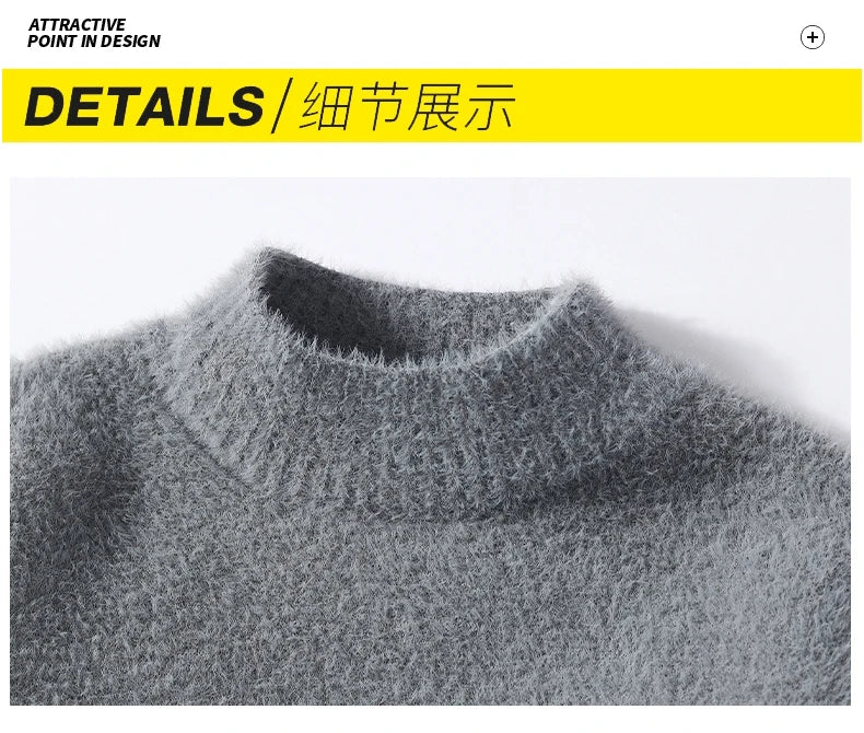 Autumn Winter New Fashion Round Neck Long Sleeve Patchwork Pullovers Men Clothing Loose Trend Knitting Sweater Men Korean Tops