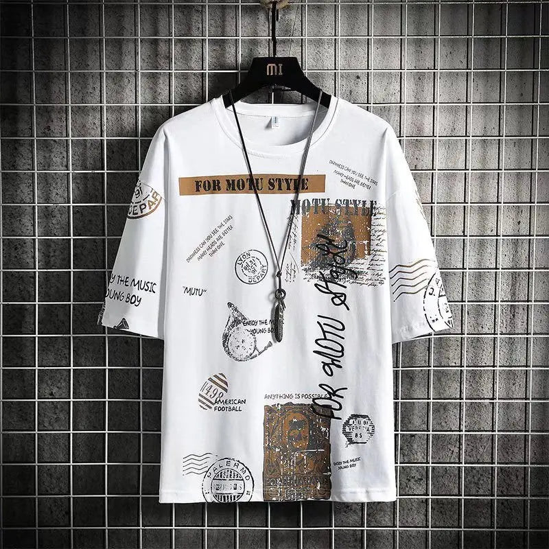 Hot Sale Men's T-Shirt Summer Short Sleeve Top Letter Graphic 3d Shirt Tees O-Neck Oversized Clothing Loose for Mens 2023 New