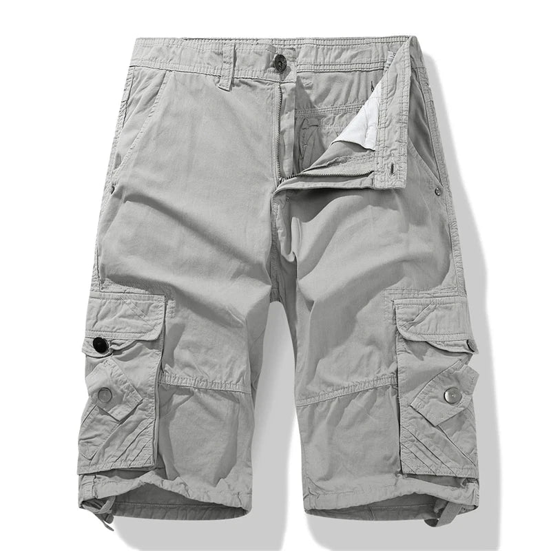 Mens casual green cargo shorts with multiple pockets, ideal for summer and military style, available in oversized 30-38.