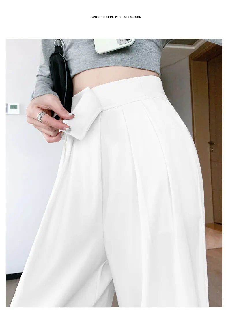 Jielur Brown Wide Leg Women Classic Suit Pants Vintage Palazzo Office Elegant Casual Black Trousers Female High Waist Pants