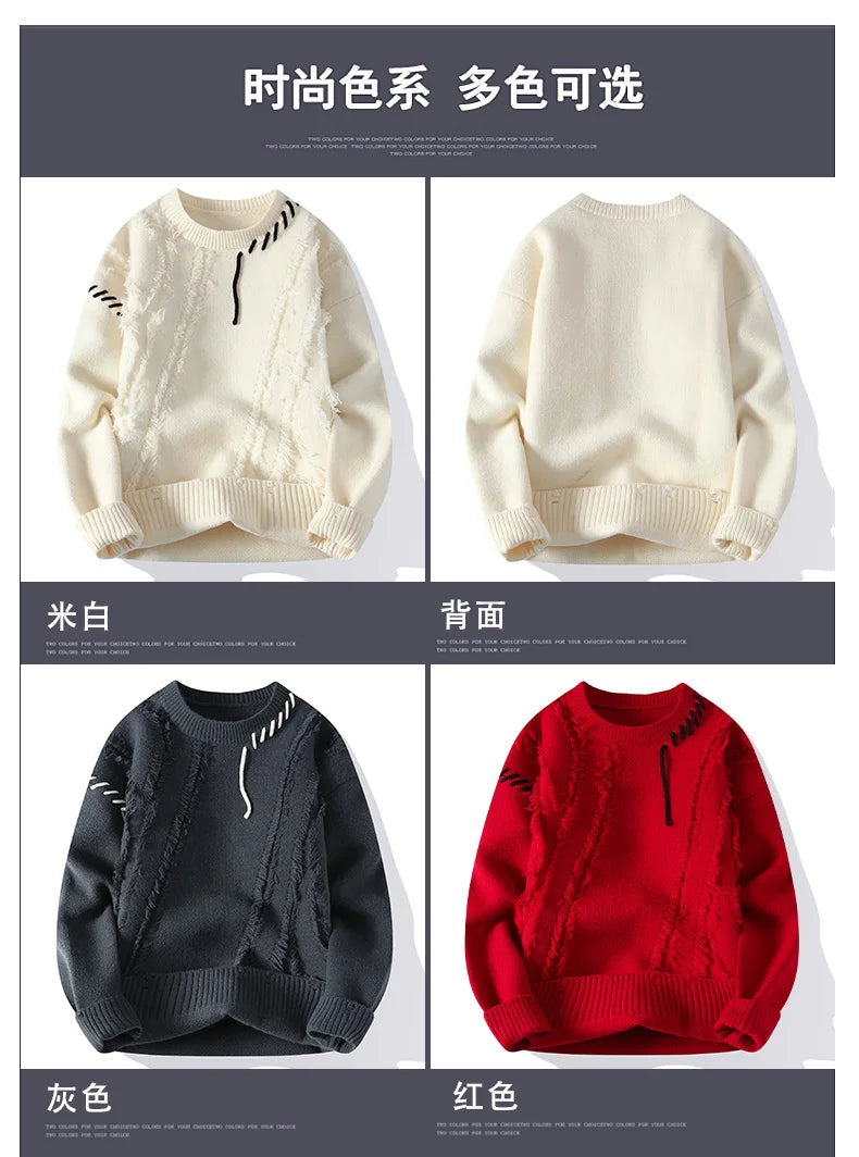 Men's Fashion casual Sweaters 2024 Winter new style Men sweater youth Thicken Warm wool pullovers male size M-4XL ﻿