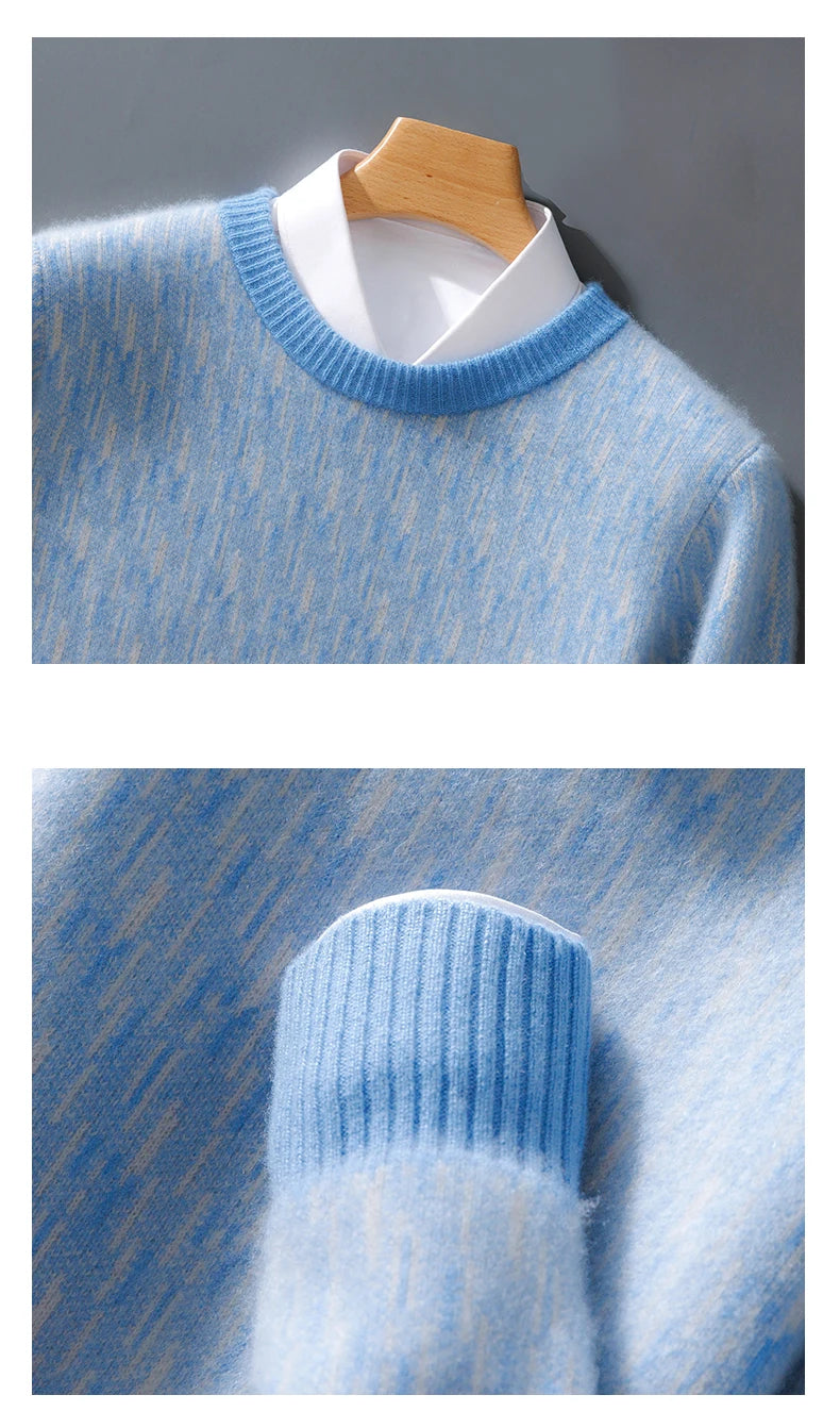 Autumn And Winter New Cashmere Sweater Men's Round Neck Loose Pullover Wool Knitted Bottoming Shirt Business Sweater