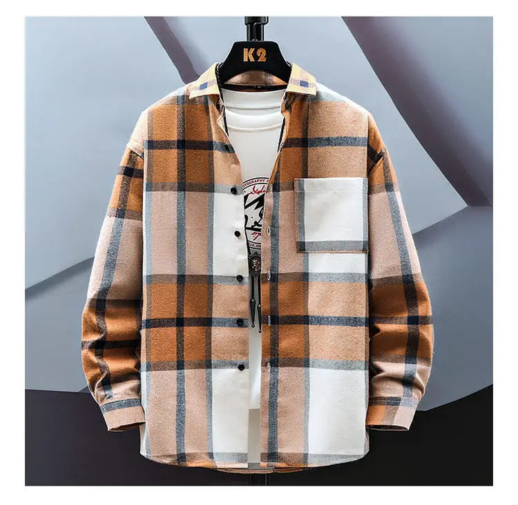 2023 Spring and Autumn New Fashion Casual Plaid Long Sleeve Shirt Men Slim Comfortable Breathable Large Size High-Quality Shirt