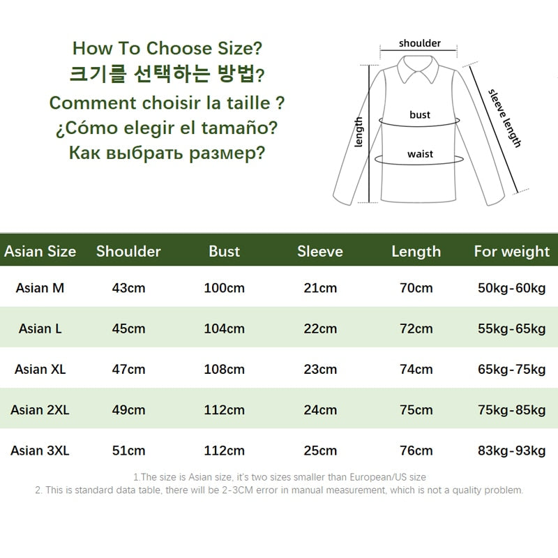 Size chart for men's pure linen casual short sleeve shirts, showing shoulder, bust, sleeve, length, and weight range for Asian sizes M to 3XL.