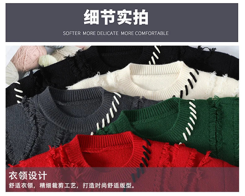 Men's Fashion casual Sweaters 2024 Winter new style Men sweater youth Thicken Warm wool pullovers male size M-4XL ﻿