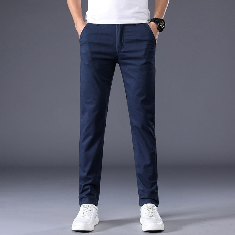 7 Colors Men's Classic Solid Color Summer Thin Casual Pants Business Fashion Stretch Cotton Slim Brand Trousers Male