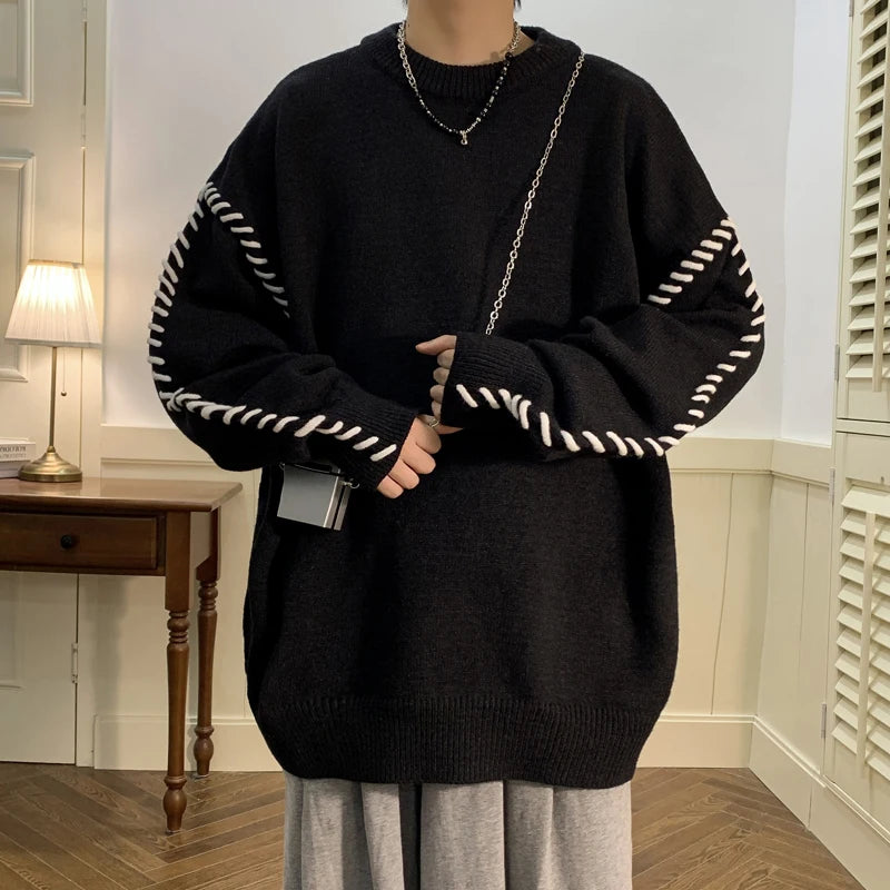 LAPPSTER Designer Striped Korean Fashions Sweaters Y2k Pullovers Luxury Harajuku Streetwear Knitwears Oversized Knitted Sweaters