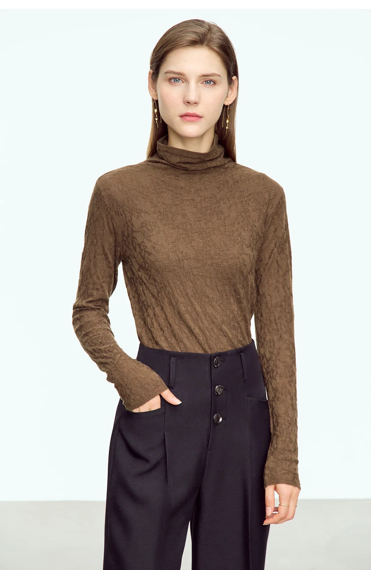 AMII Minimalist 2023 Autumn Turtleneck Sweater for Women Winter Slim Warm Solid Long Sleeve Simple Pullover Female Tops 12323145