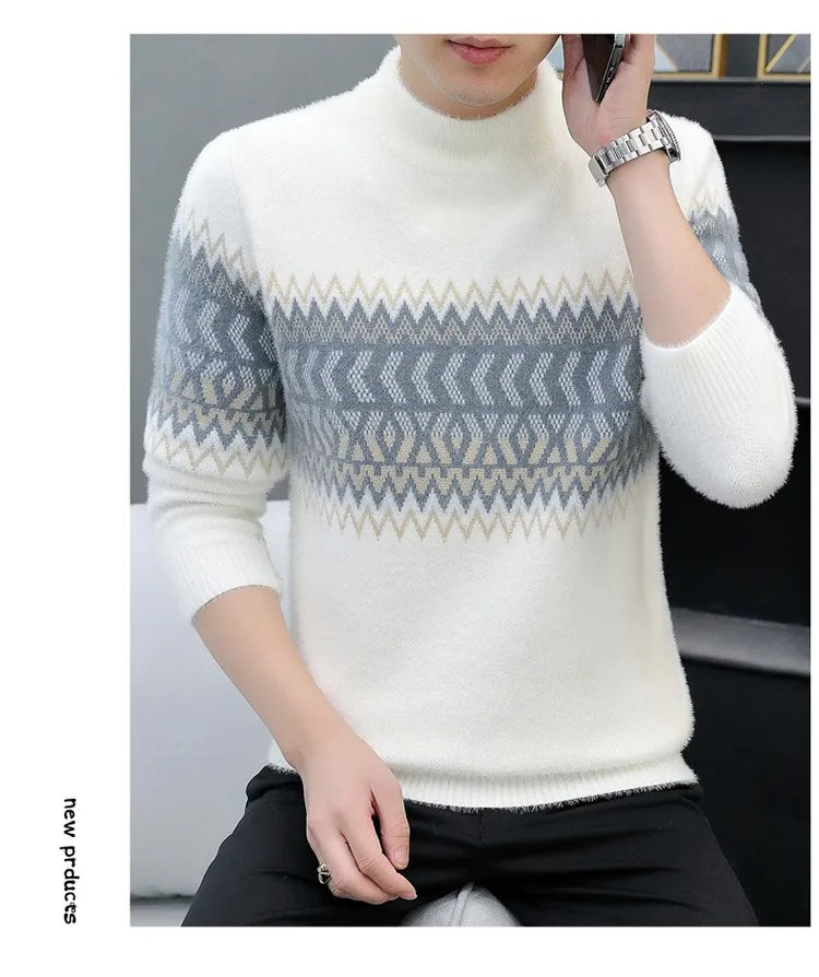 Korean Fashion Sweaters Men Autumn Solid Color Wool Sweaters Slim Fit Men Street Wear Mens Clothes Knitted Sweater Men Pullovers