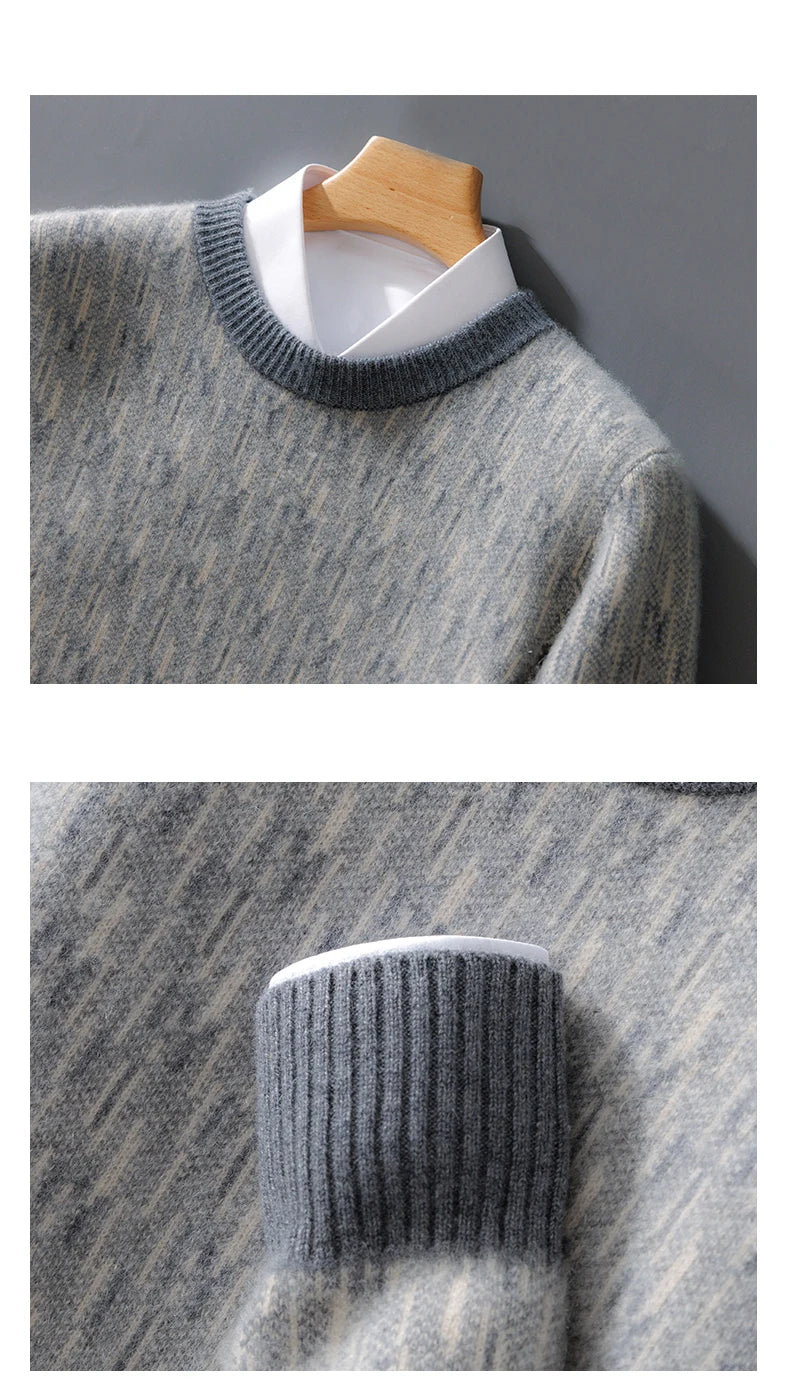 Autumn And Winter New Cashmere Sweater Men's Round Neck Loose Pullover Wool Knitted Bottoming Shirt Business Sweater