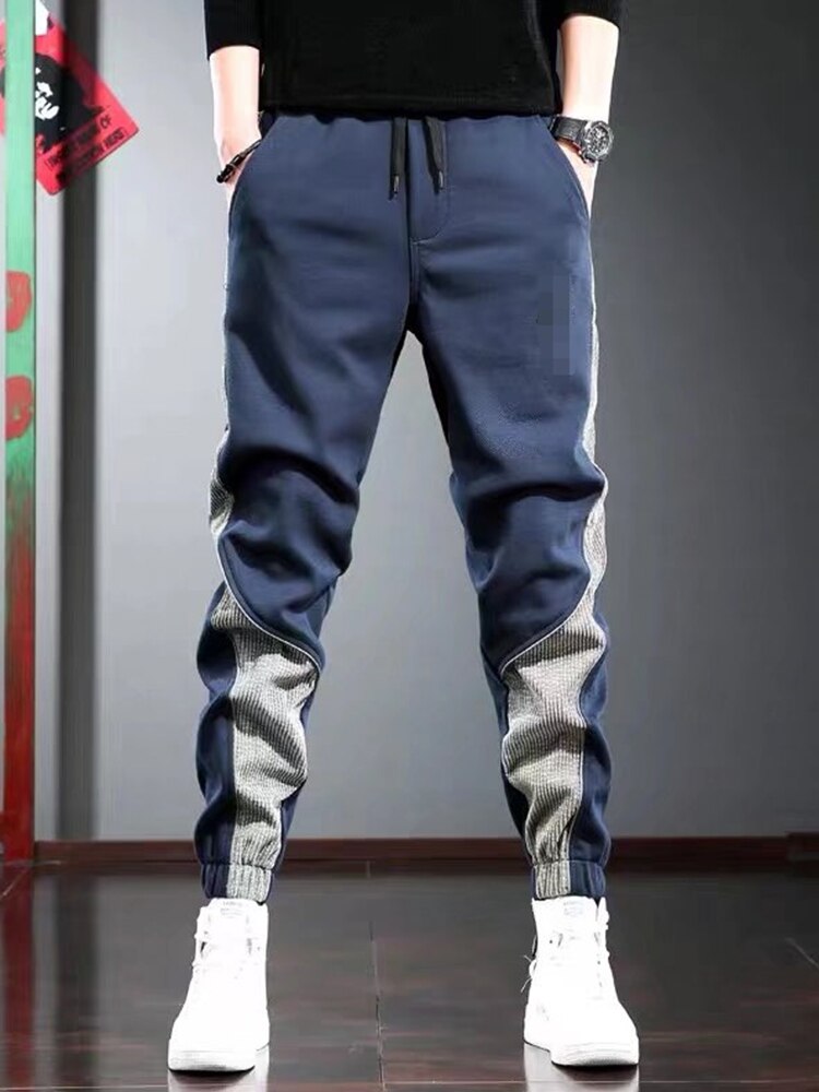 URSPORTTECH men's hip hop techwear joggers with elastic waist and drawstring closure, featuring a midweight polyester-cotton blend design.