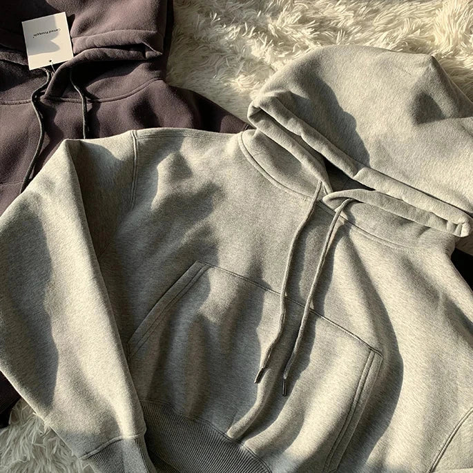 Hoodies suit winter spring solid casual tracksuit for women, fleece 2 pieces set with pullover sweatshirts and sweatpants.