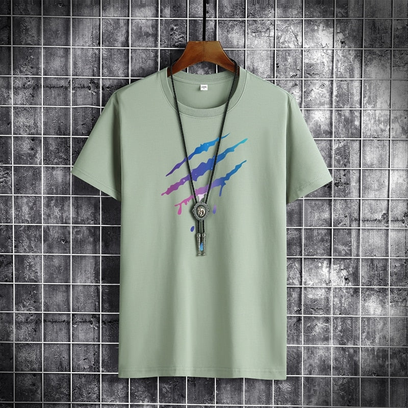 Men's summer cotton t-shirt with short sleeves and O-neck design in solid color.