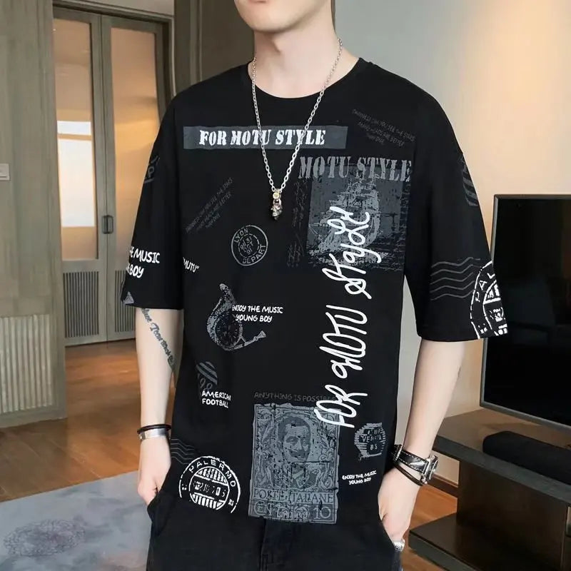 Summer Men's T Shirts Gothic Fashion Harajuku Graphic Print T Shirts Casual Men Clothing O-Neck Tops Tees Short Sleeve T Shirts