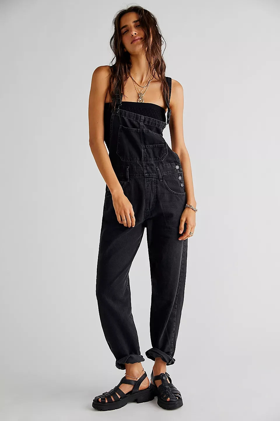 Women Vintage Retro Denim Long Jumpsuit Casual Spaghetti Strap Straight Romper Suspender Pants Summer Baggy Bib Loose Overalls