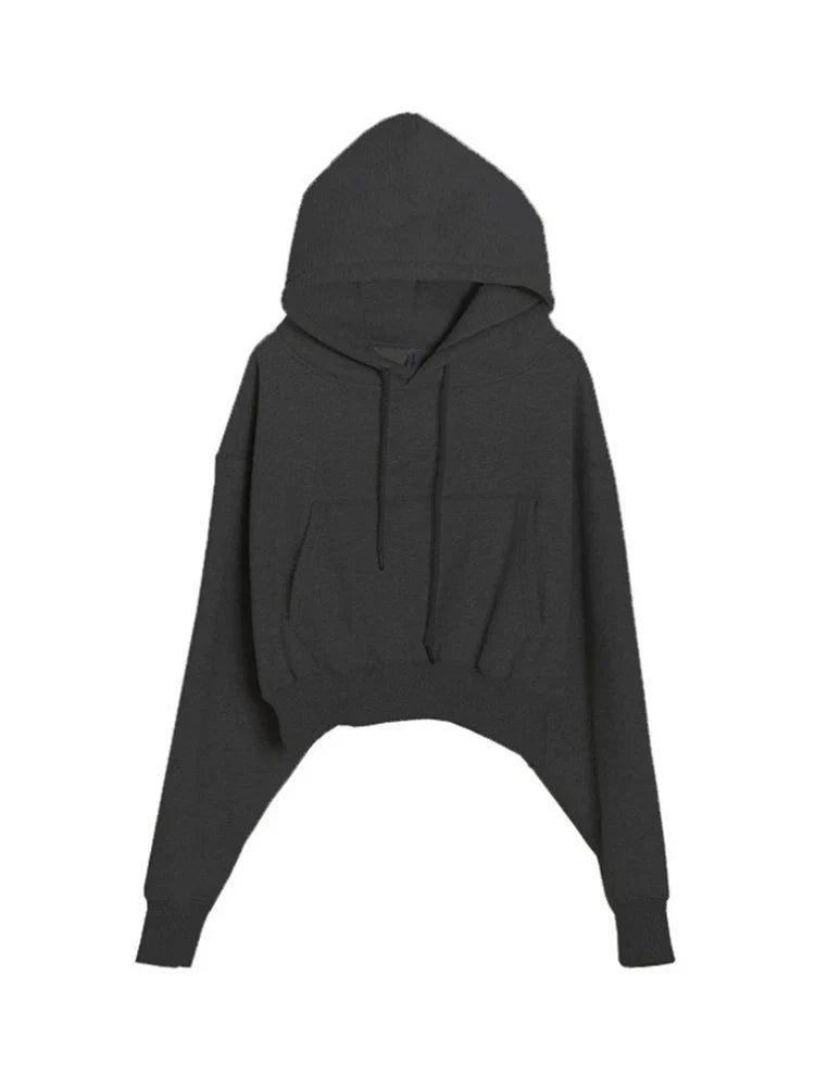 Women's fleece pullover hoodie in a solid casual design, perfect for winter and spring tracksuits.