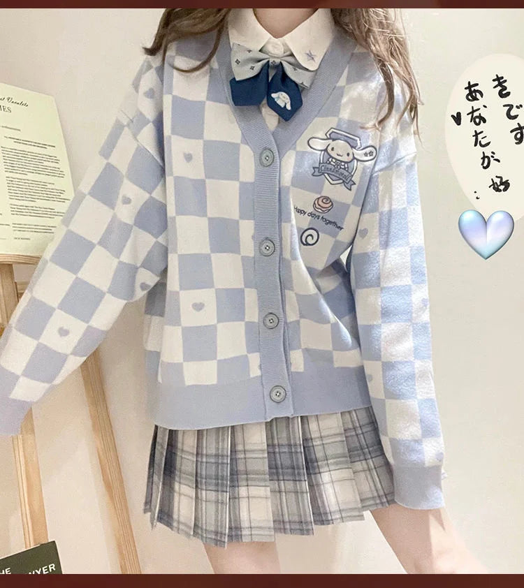 Sanrio Y2k Cinnamoroll Kawaii Cardigan Women Kuromi Melody Korean Fashion Sweater Female Preppy Style Long Knit Top Clothes 2023