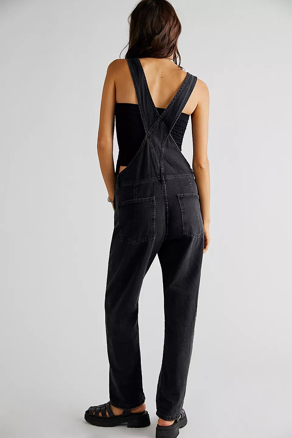 Women Vintage Retro Denim Long Jumpsuit Casual Spaghetti Strap Straight Romper Suspender Pants Summer Baggy Bib Loose Overalls