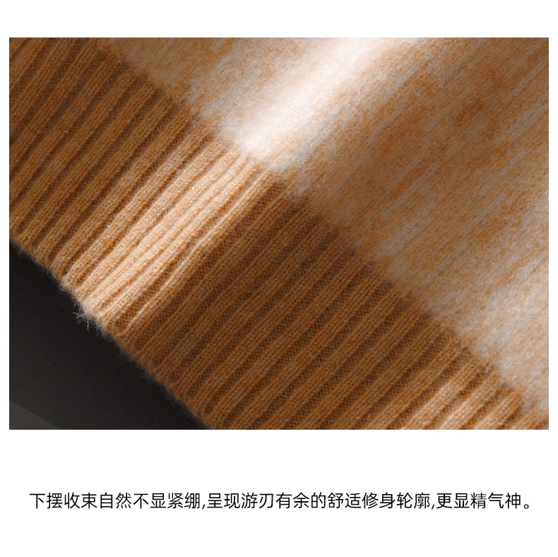 Autumn And Winter New Cashmere Sweater Men's Round Neck Loose Pullover Wool Knitted Bottoming Shirt Business Sweater