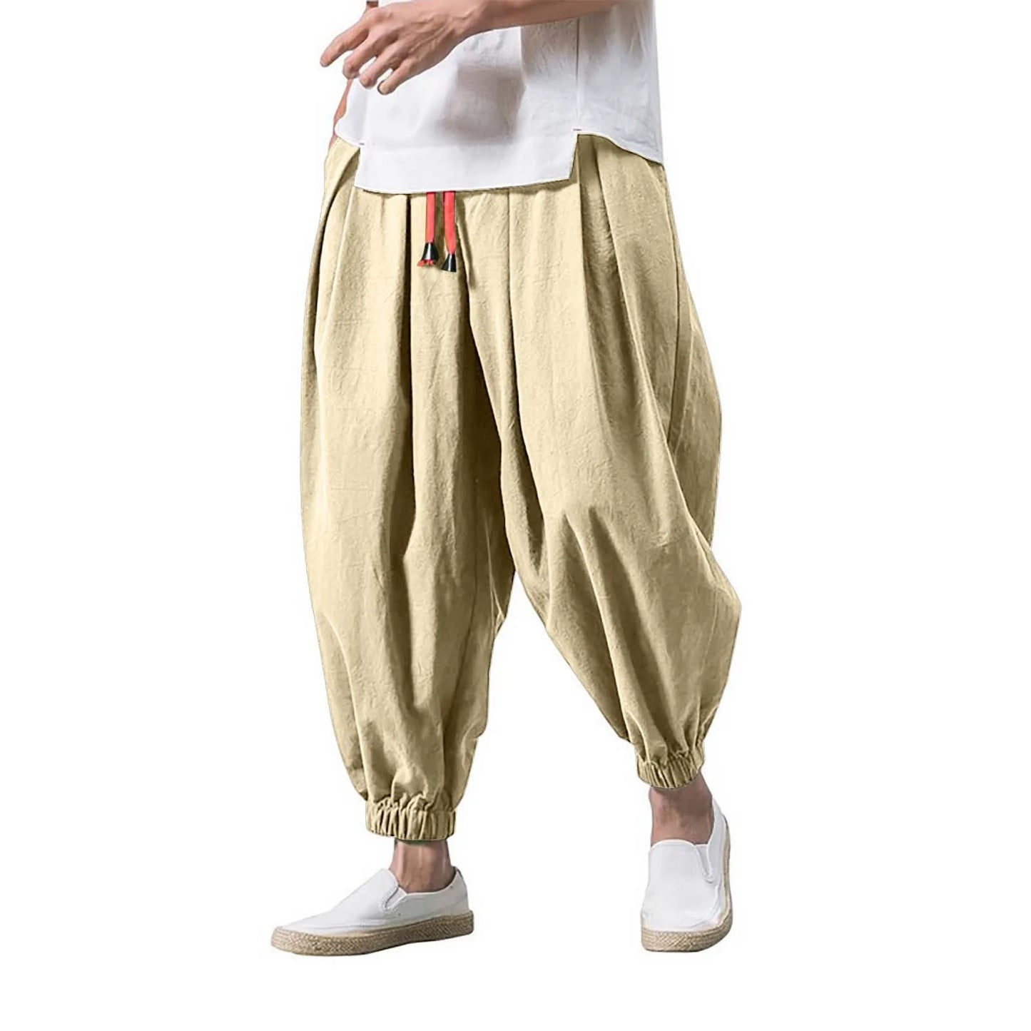 Loose Casual Wide Sweatpants Male Cargo Pants Elasticated Solid Pants Male Summer Loose Fitness Baggy Streetwear Pantalones