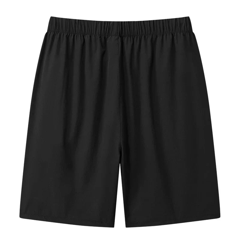 2024 summer black casual elastic waist men's quick dry fitness shorts.