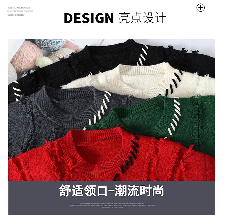 Men's Fashion casual Sweaters 2024 Winter new style Men sweater youth Thicken Warm wool pullovers male size M-4XL ﻿