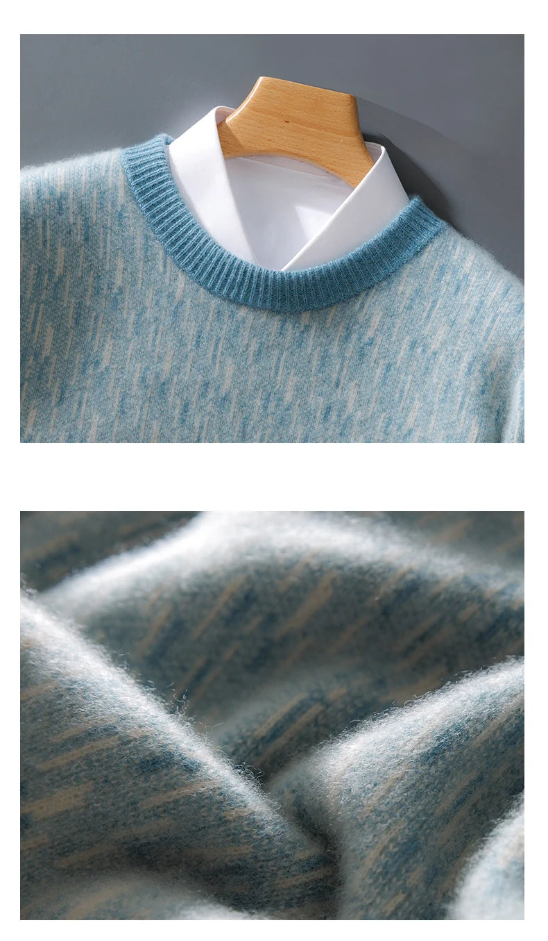 Autumn And Winter New Cashmere Sweater Men's Round Neck Loose Pullover Wool Knitted Bottoming Shirt Business Sweater