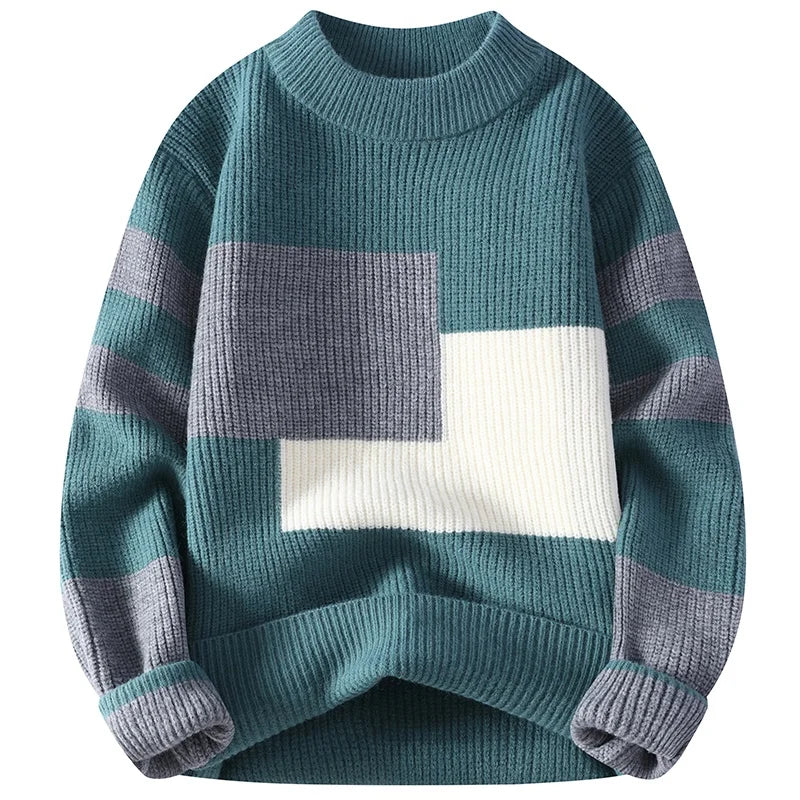 Sweaters men 2023 winter korean style mens warm sweater mens fashion sweaters Splicing color patterns Men's wool pullovers male