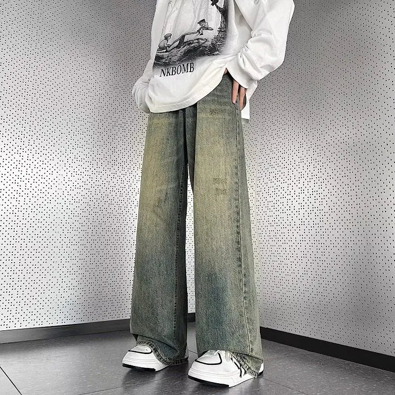 American street retro men and women hip-hop personality street straight leg jeans trendy loose spring and autumn casual pants