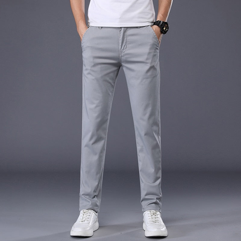 7 Colors Men's Classic Solid Color Summer Thin Casual Pants Business Fashion Stretch Cotton Slim Brand Trousers Male