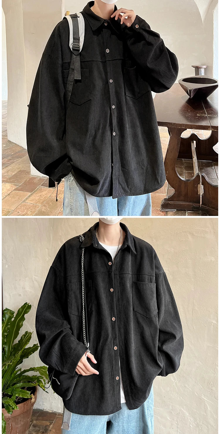 Fashion Lapel Button All-match Solid Shirts Coats Men's Clothing 2024 Spring New Loose Casual Long Sleeve Tops Korean Shirt