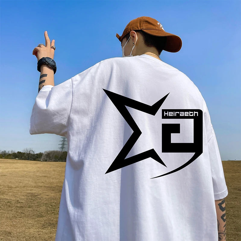 Men's Cotton T-shirts Oversized Mens T Shirt 5XL Casual Summer Wear Letter Fashion Print White Tee Shirts for Men Clothing