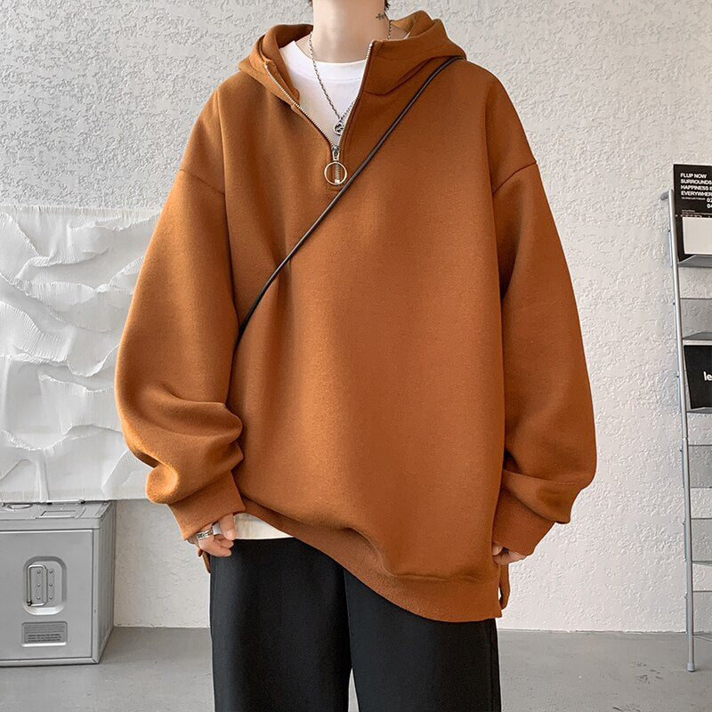 High Quality Turtleneck Hoodie Zipper Pullovers Streetwear Hip Hop HooSPECIFICATIONSType: LOOSEThickness: STANDARDStyle: CasualSleeve Style: RegularSleeve Length(cm): FullPlace Of Origin: China (Mainland)Pattern Type: SolidOrigin: Main0Fairy&ElfFairy&Elf High Quality Turtleneck Hoodie Zipper Pullovers Streetwear Hip Hop Hooded Sweatshirt Men Clothing Korean Couples Harajuku Coat