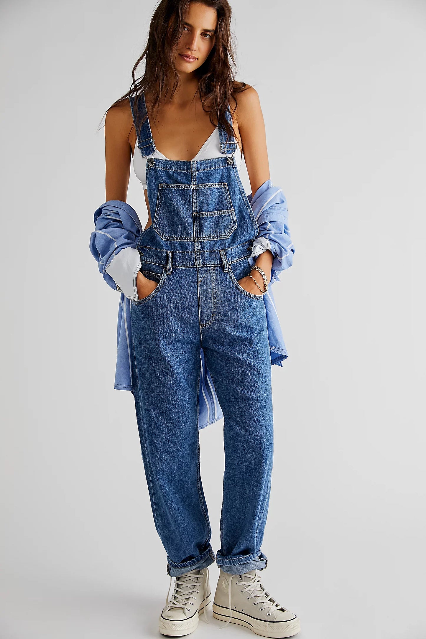 Women Vintage Retro Denim Long Jumpsuit Casual Spaghetti Strap Straight Romper Suspender Pants Summer Baggy Bib Loose Overalls