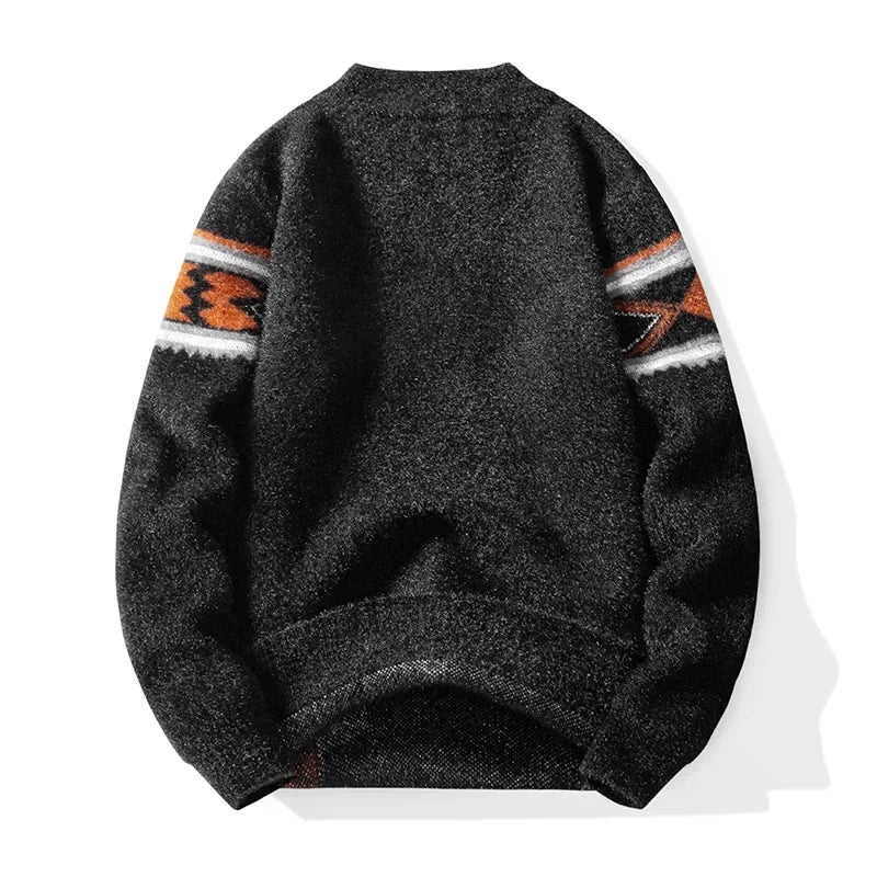 Autumn Winter Men Sweater Vintage Mock Neck Mens Knitted Pullovers Thicken Loose Harajuku Mens Retro Knitting Pullover Sweaters