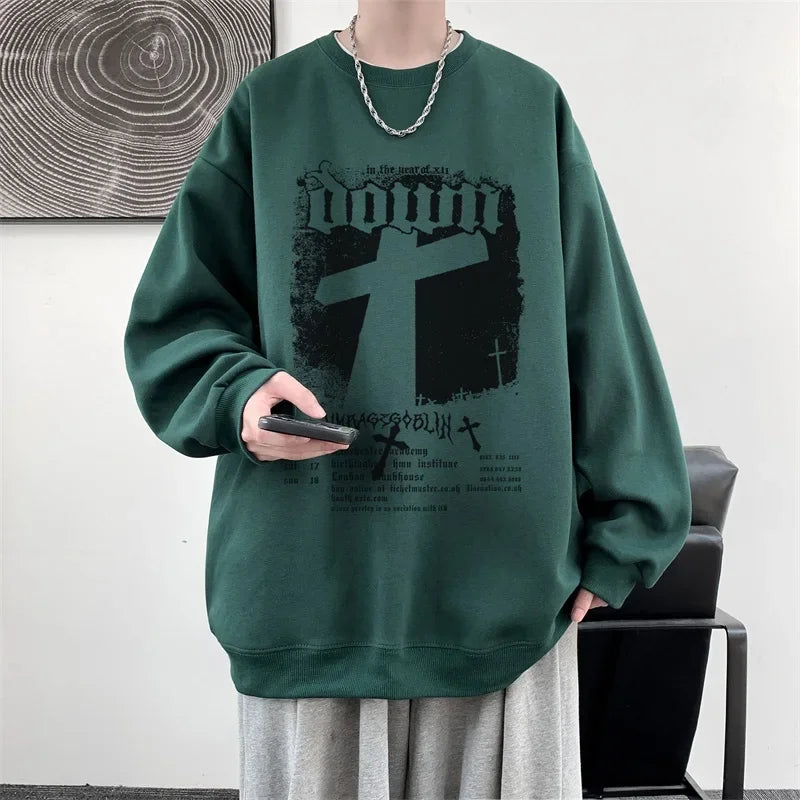 Men's Oversized Hoodie Autumn Fashion Letter Print White Hoodies Oversize for Men 5XL Unisex Casual Wear Male Sweatshirt