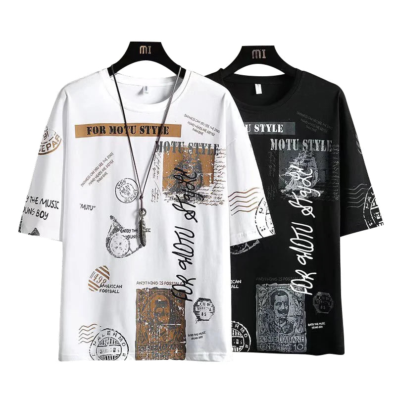 Summer Men's T Shirts Gothic Fashion Harajuku Graphic Print T Shirts Casual Men Clothing O-Neck Tops Tees Short Sleeve T Shirts