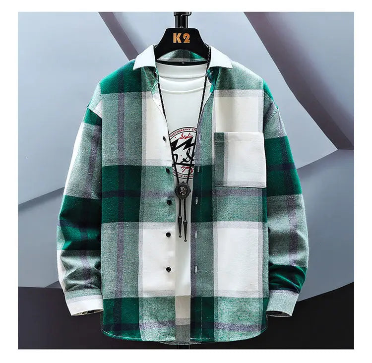 2023 Spring and Autumn New Fashion Casual Plaid Long Sleeve Shirt Men Slim Comfortable Breathable Large Size High-Quality Shirt