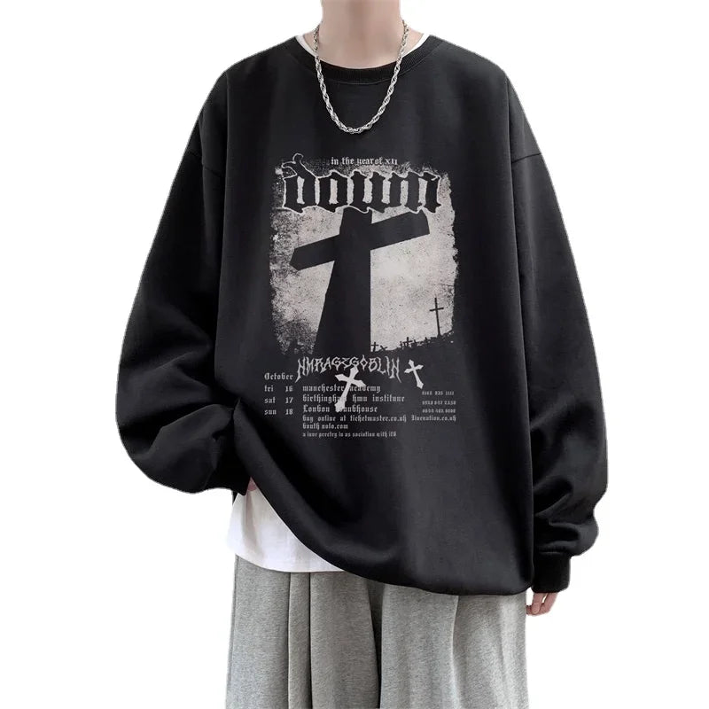 Men's Oversized Hoodie Autumn Fashion Letter Print White Hoodies Oversize for Men 5XL Unisex Casual Wear Male Sweatshirt