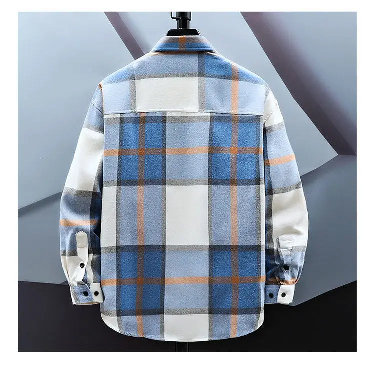 2023 Spring and Autumn New Fashion Casual Plaid Long Sleeve Shirt Men Slim Comfortable Breathable Large Size High-Quality Shirt