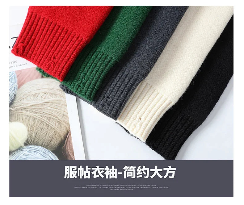 Men's Fashion casual Sweaters 2024 Winter new style Men sweater youth Thicken Warm wool pullovers male size M-4XL ﻿