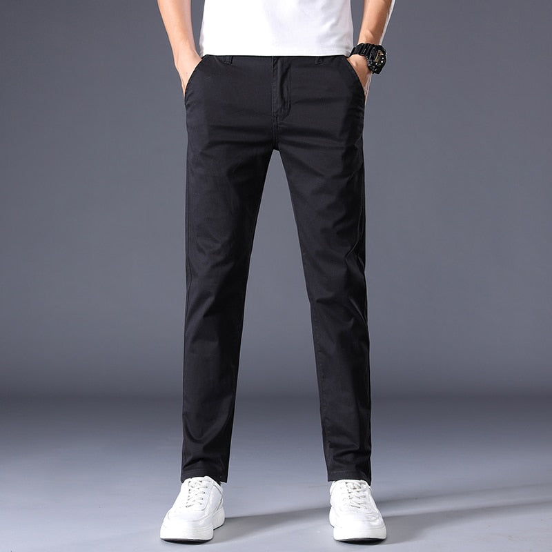 7 Colors Men's Classic Solid Color Summer Thin Casual Pants Business Fashion Stretch Cotton Slim Brand Trousers Male