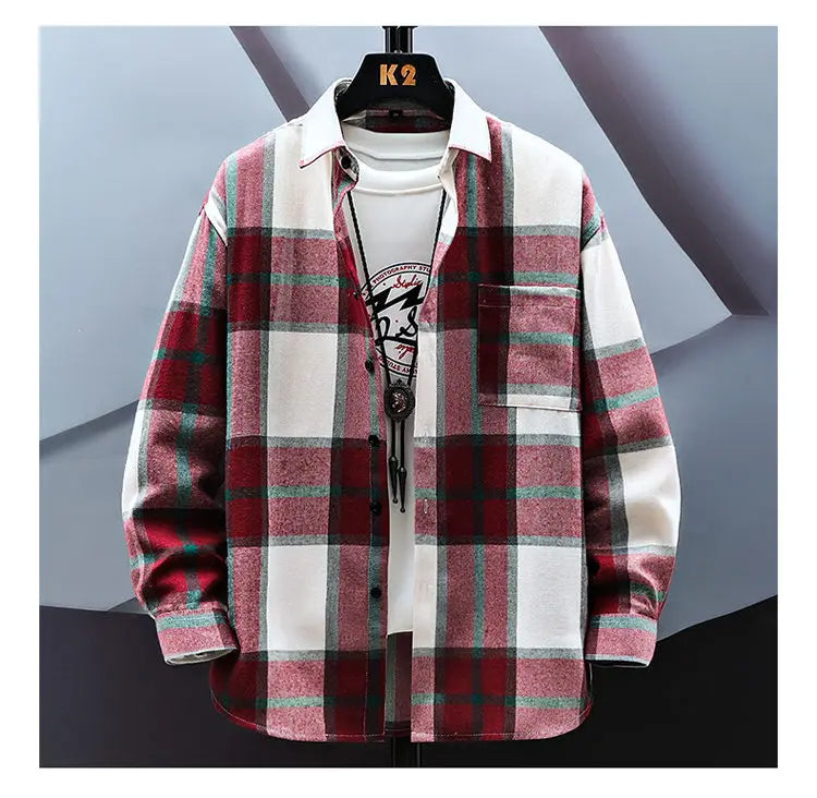 2023 Spring and Autumn New Fashion Casual Plaid Long Sleeve Shirt Men Slim Comfortable Breathable Large Size High-Quality Shirt