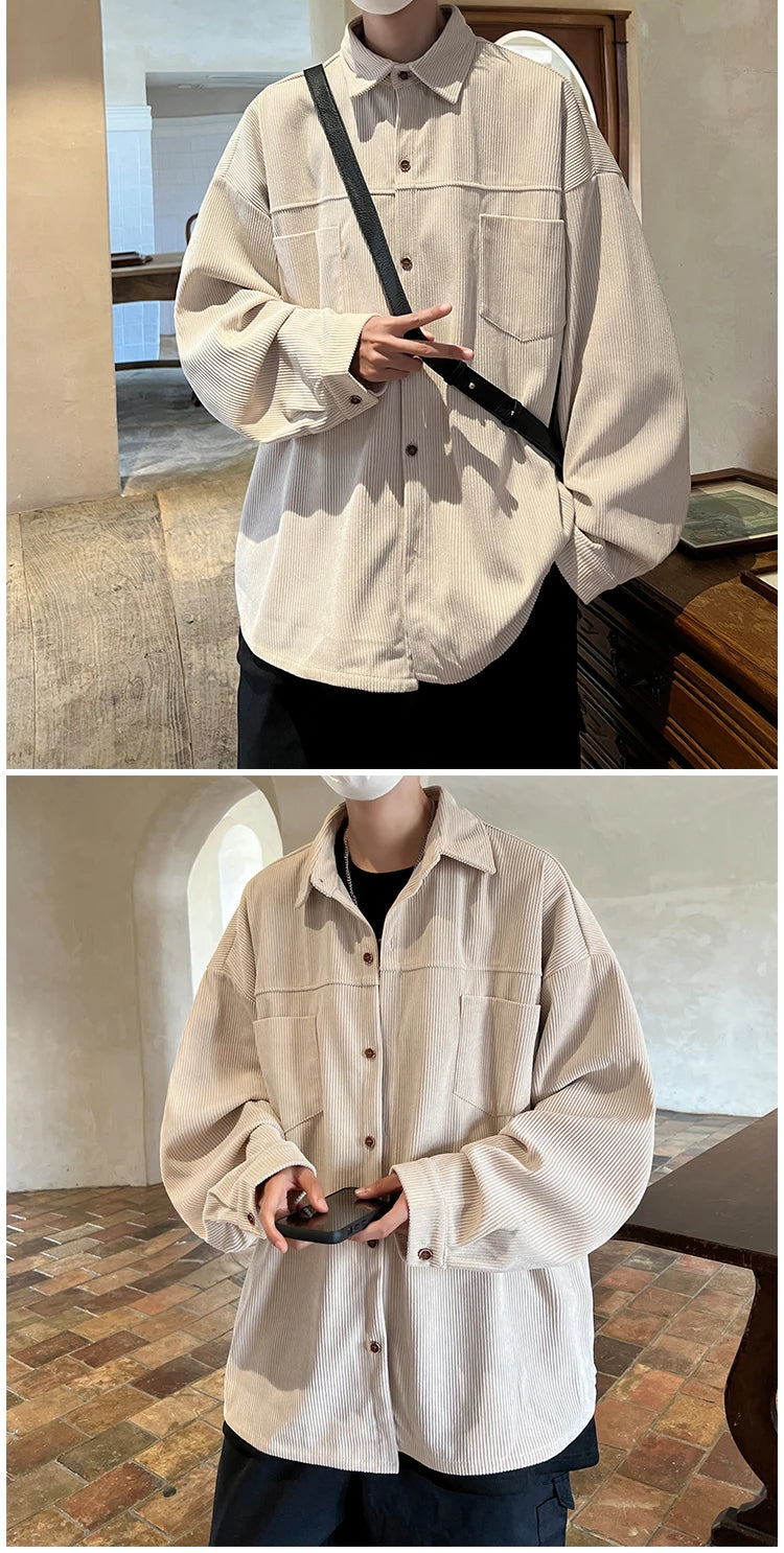 Fashion Lapel Button All-match Solid Shirts Coats Men's Clothing 2024 Spring New Loose Casual Long Sleeve Tops Korean Shirt