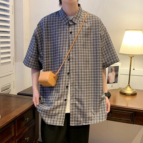 LEGIBLE summer casual striped short sleeve shirt for men.